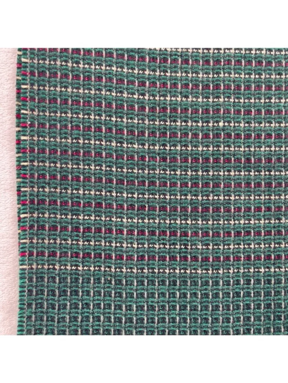 Vintage Christian Dior Cashmaire Acrylic Woven Rectangle Fringe Plaid Scarf